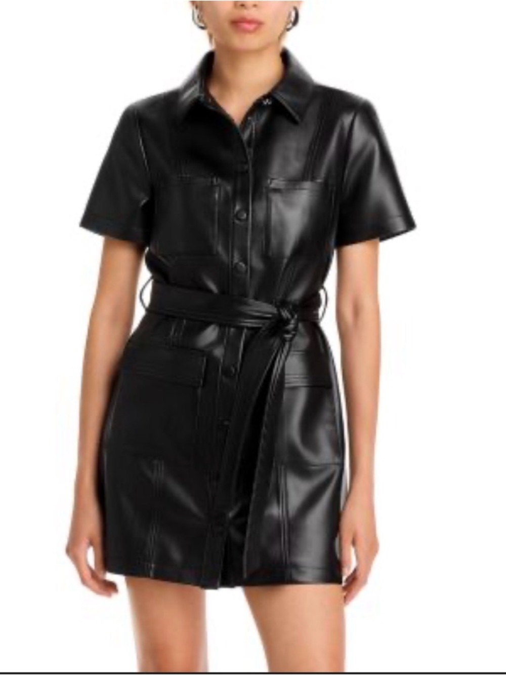 Milly Black Vegan Leather Dress 2 NWT